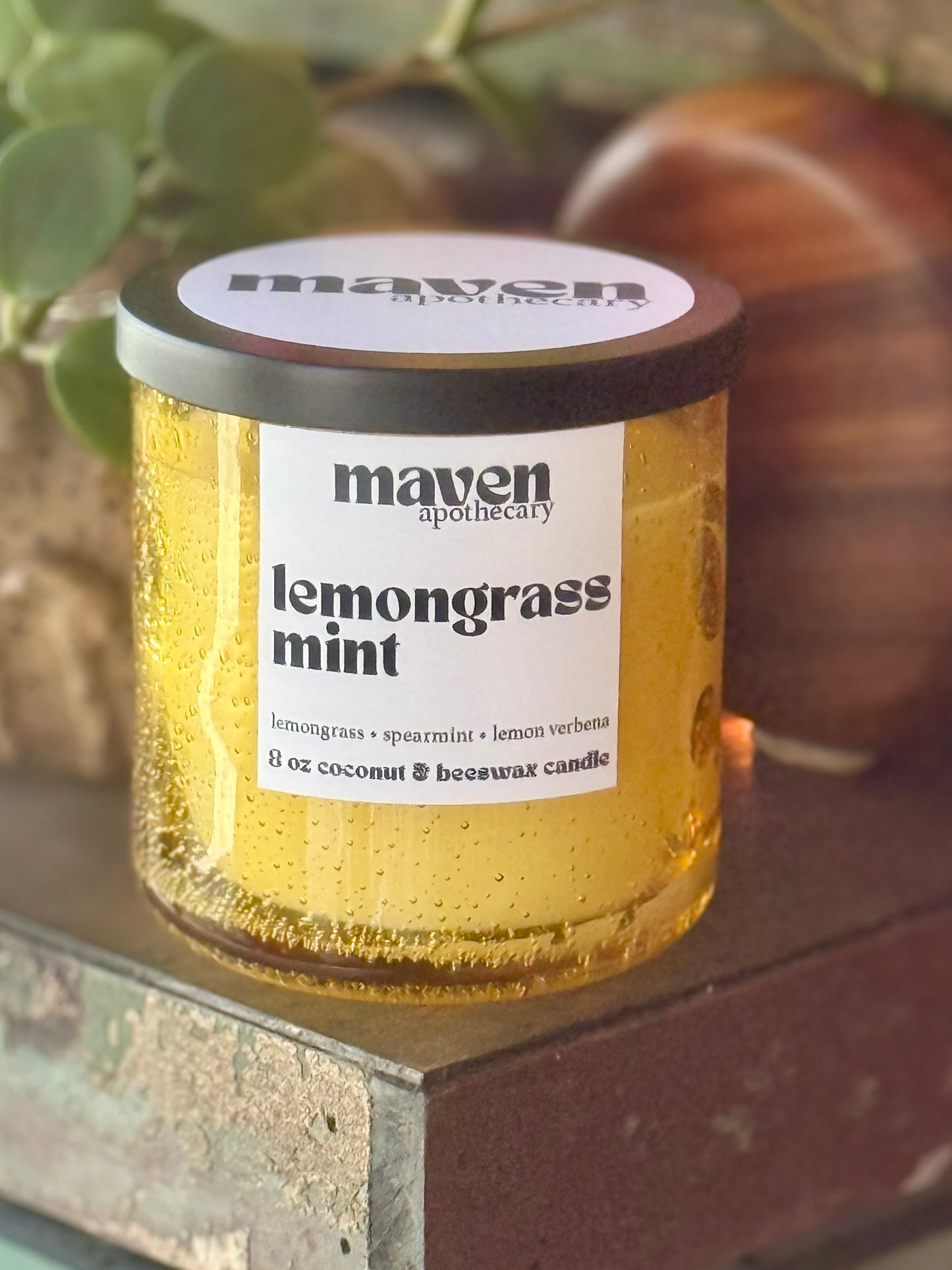 Lemongrass Mint Beeswax & Coconut Wax Candle 8oz