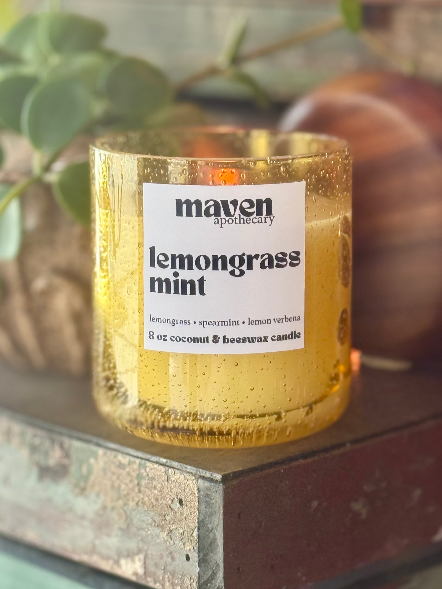 Lemongrass Mint Beeswax & Coconut Wax Candle 8oz