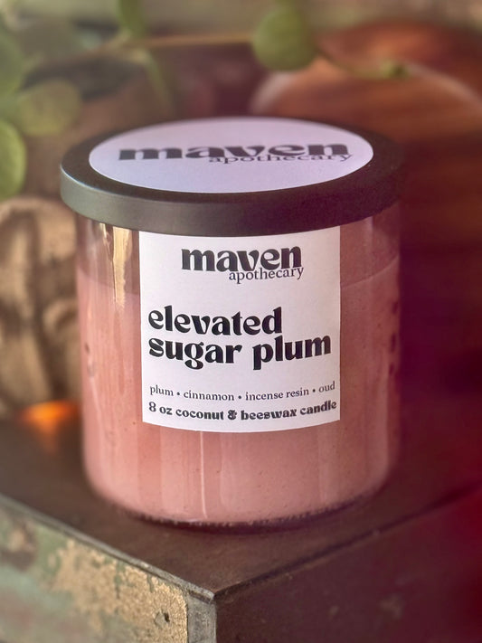 Elevated Sugar Plum Beeswax & Coconut Wax Candle 8oz