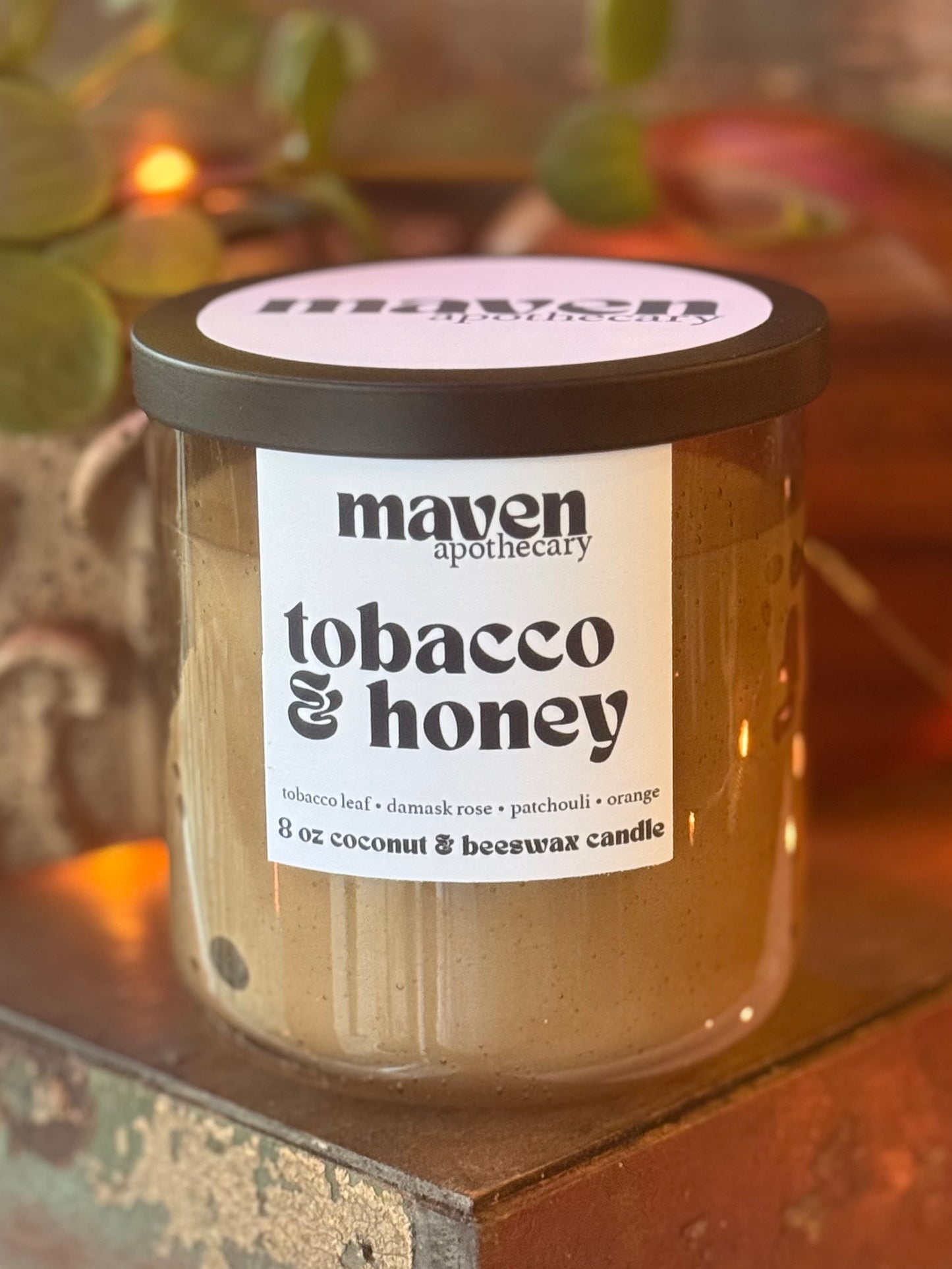 Tobacco & Honey Beeswax & Coconut Wax Candle 8oz