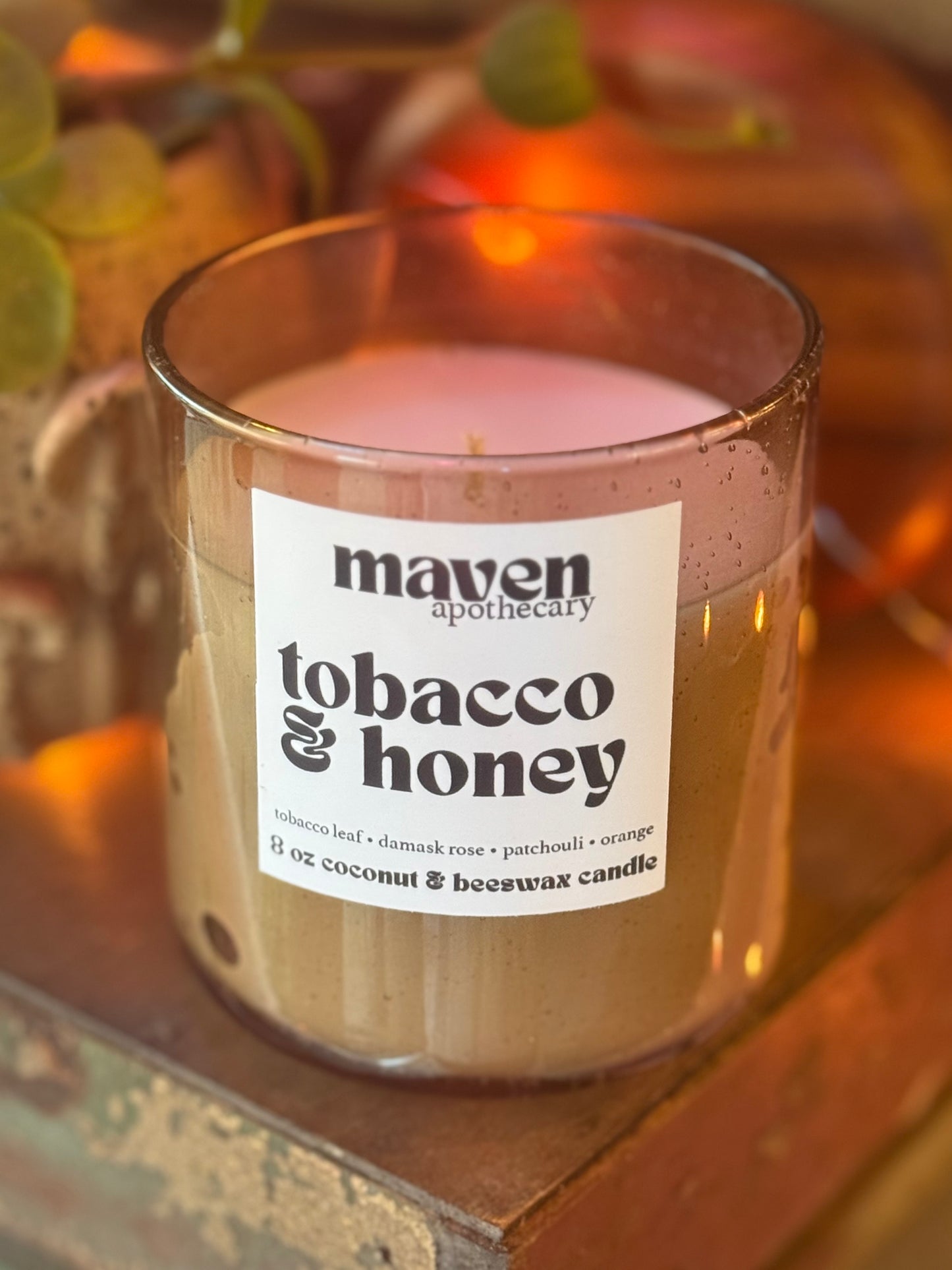 Tobacco & Honey Beeswax & Coconut Wax Candle 8oz