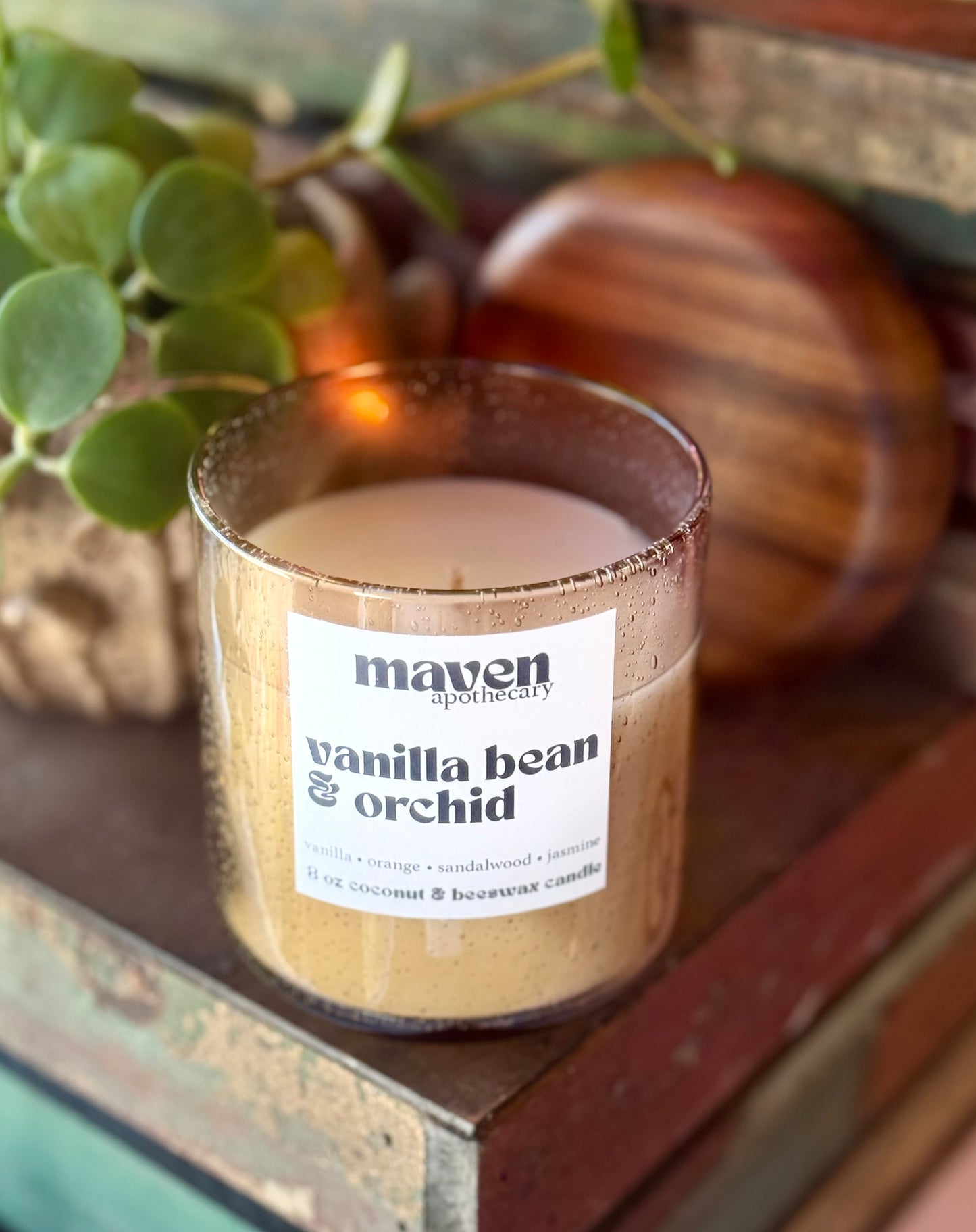 Vanilla Bean & Orchid Beeswax & Coconut Wax Candle 8oz