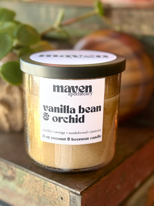 Vanilla Bean & Orchid Beeswax & Coconut Wax Candle 8oz