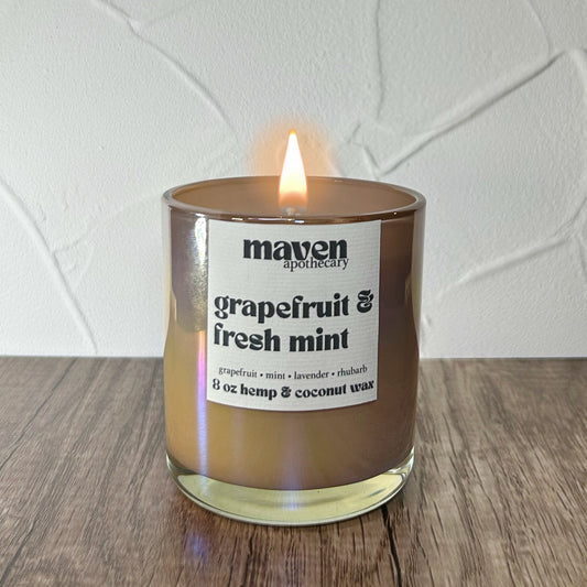 Grapefruit & Fresh Mint Hemp & Coconut Wax Candle 8oz