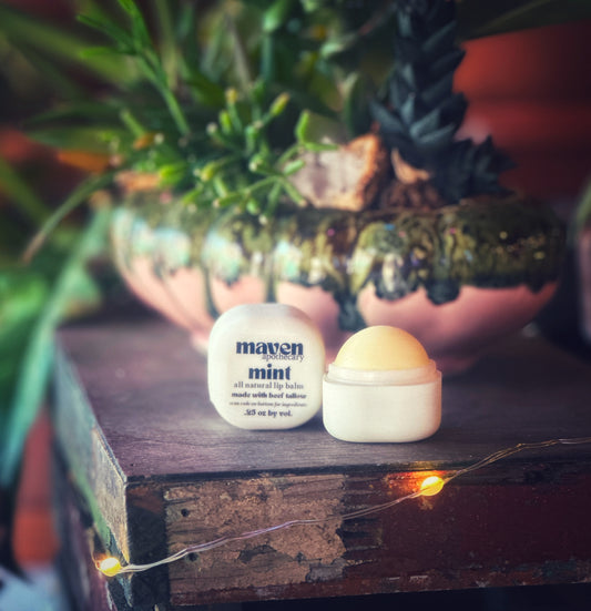 Lip Balm Cube Mint (Made with TALLOW) .25oz